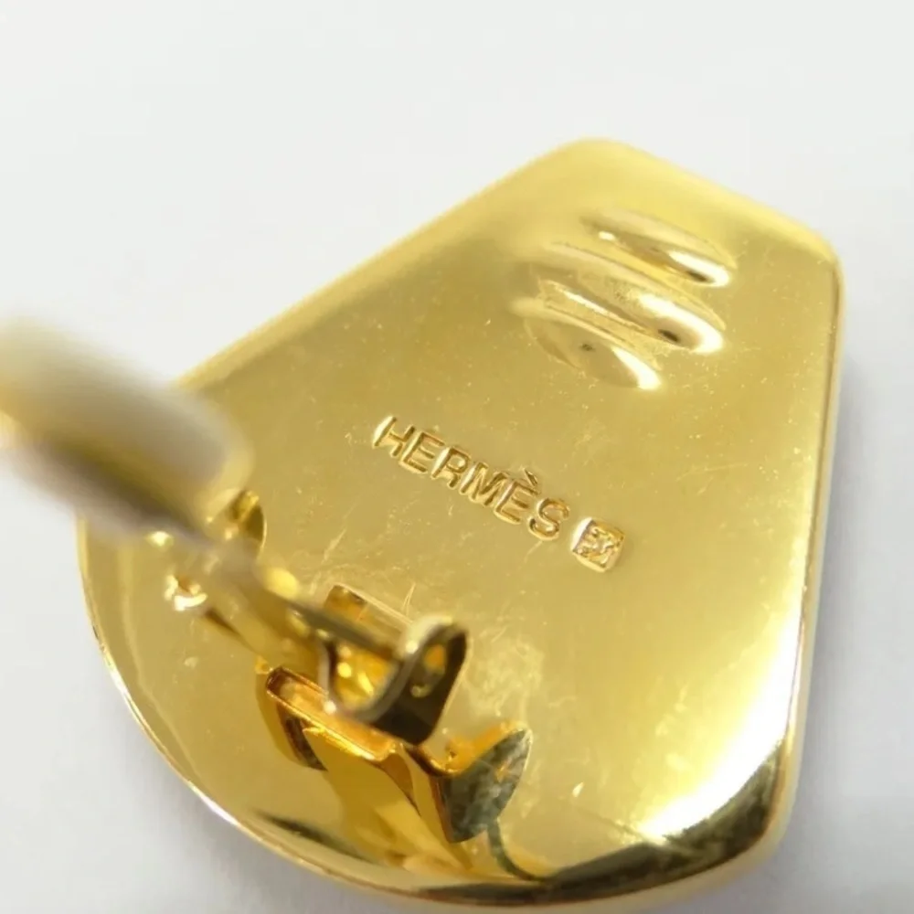 Authentic HERMES Clip-on Earrings Blue x Gold Tone RARE - Picture 7 of 10